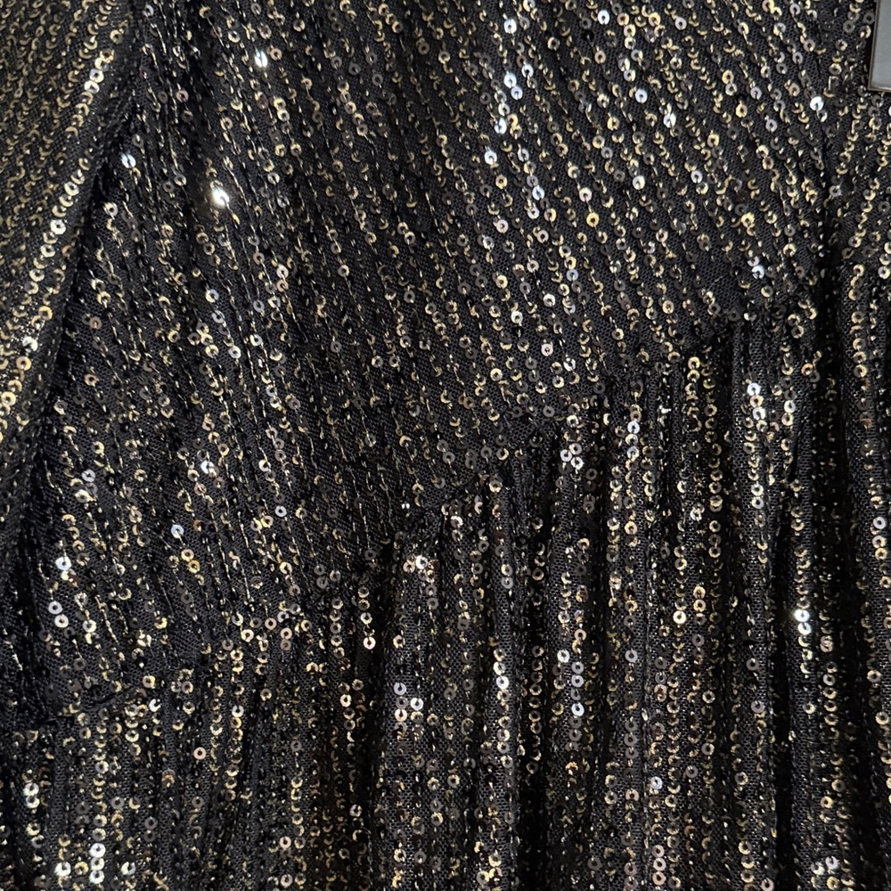 Codexmode Sequin Long Sleeve Babydoll Dress in Black Size S NWT - Picture 4 of 5
